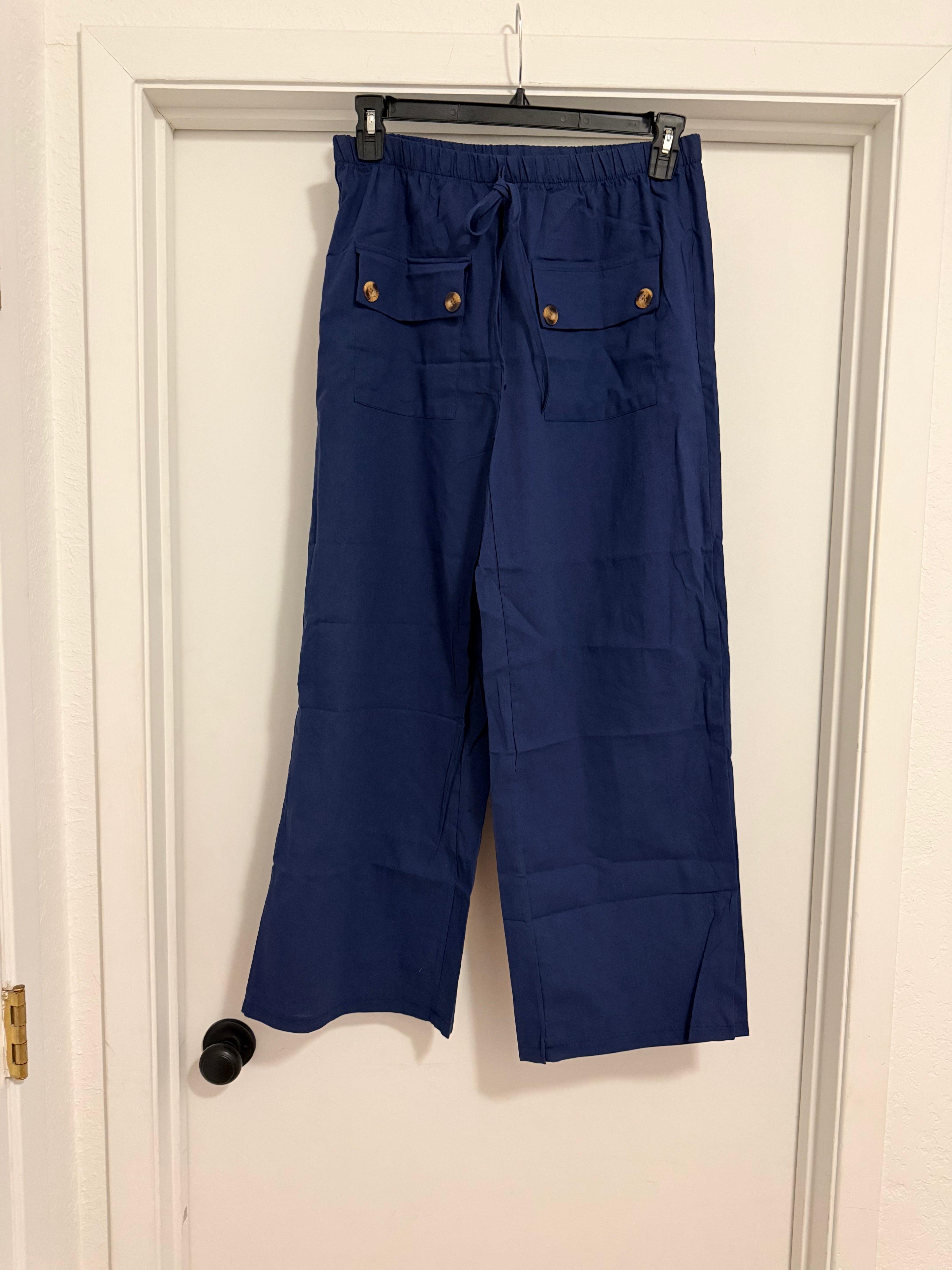 Wide-leg Blue Dress Pants