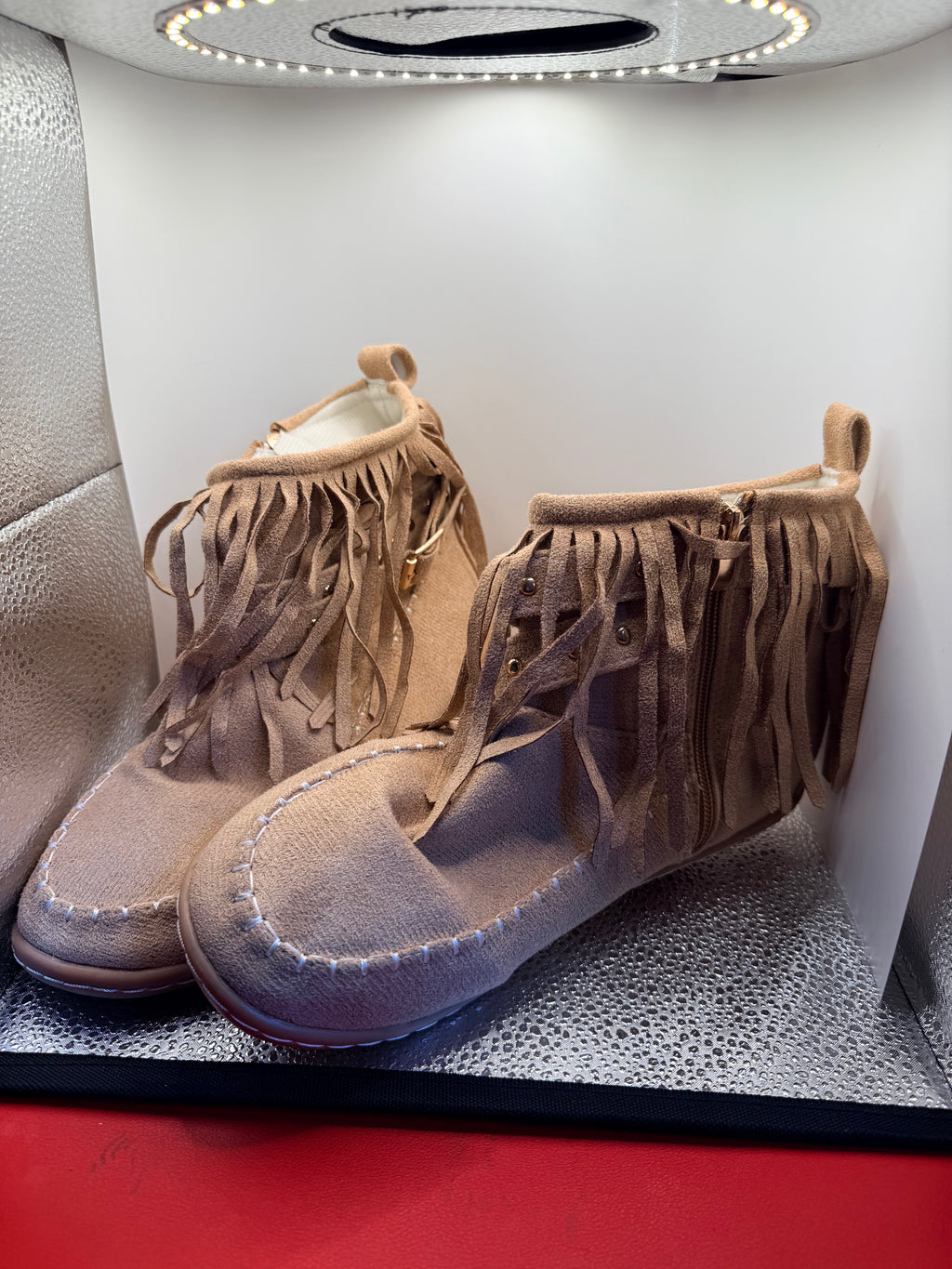 Womens Beige Ankle Mocassins