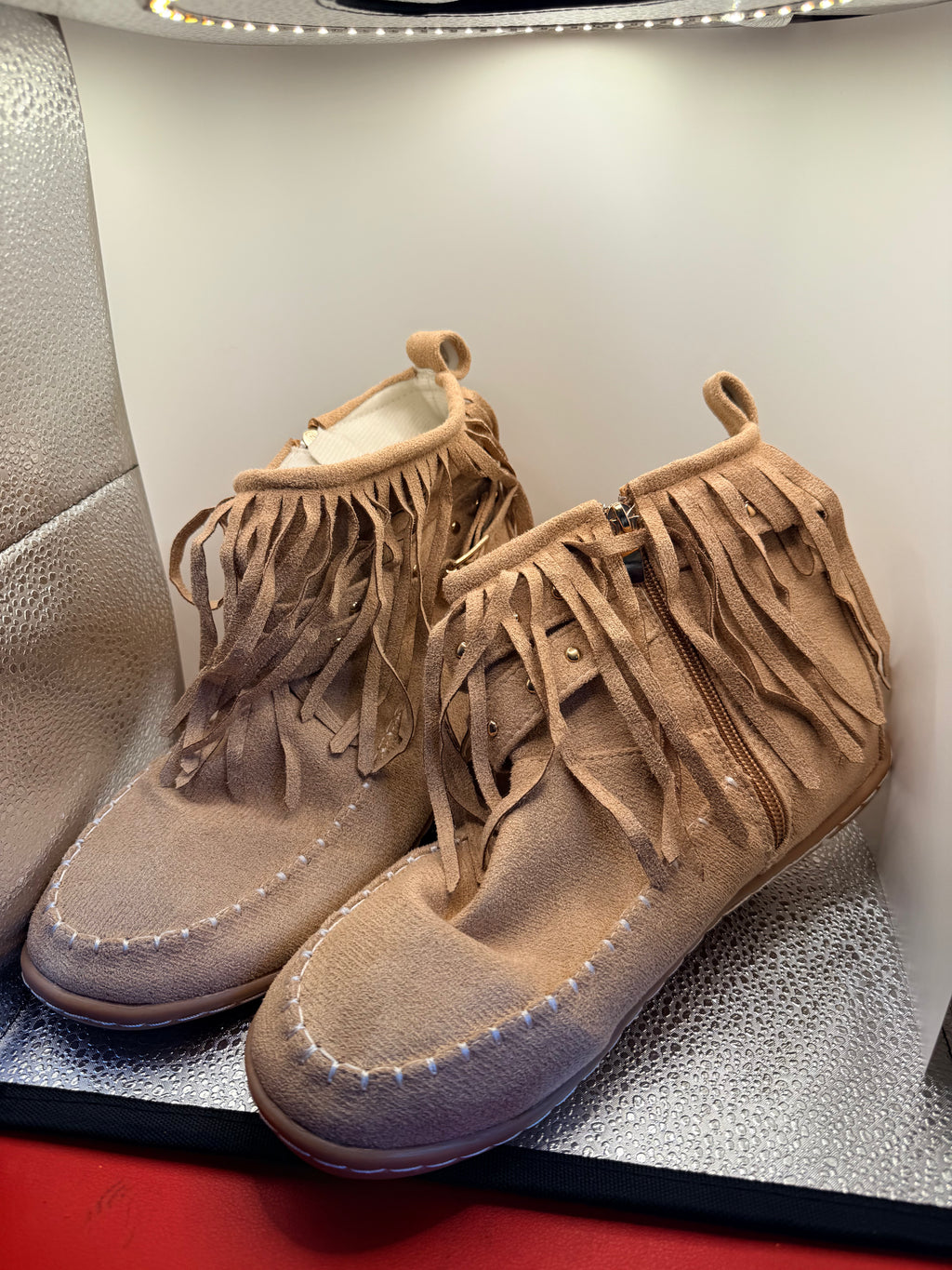 Womens Beige Ankle Mocassins